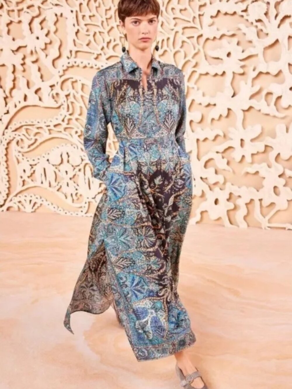 NWOT ULLA JOHNSON Lorena Silk Midi Shirt Dress in Byzantine XS $890